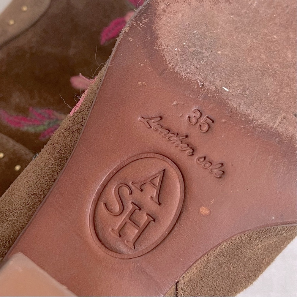 [ASH] Heidi Suede Leather Embroidered Floral + Butterfly Gold Stud Western Boot - Picture 7 of 11